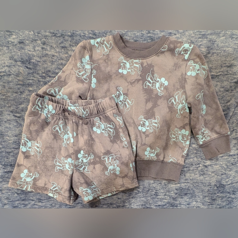 Disney Jumping Beans 2T Mickey Mouse Outfit - Gray and Light Blue